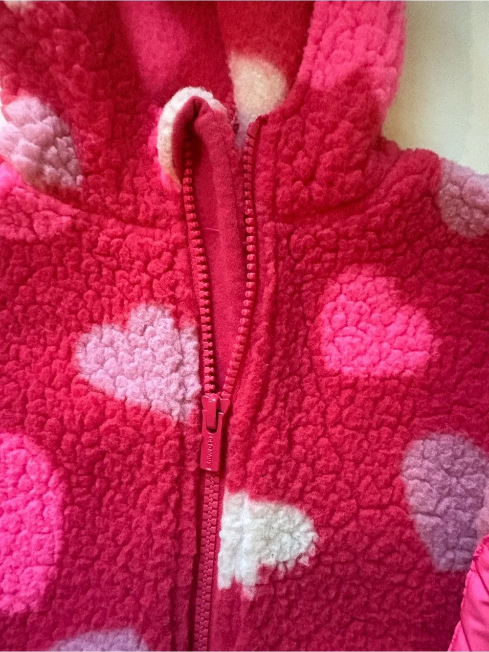 Old Navy Pink Heart Sherpa Zip Hoodie